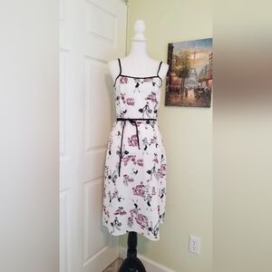 Elegant White and Black Printed Dress